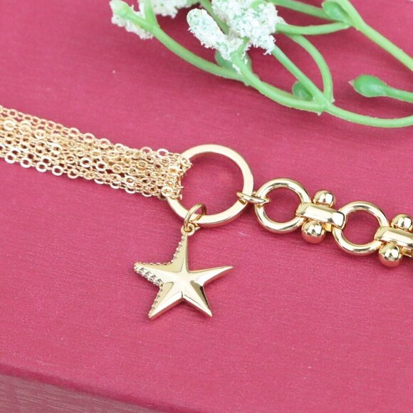 "Chic Rose Gold Charm Bracelet with Star Pendant, XPBL1005 - Picture 11 of 12